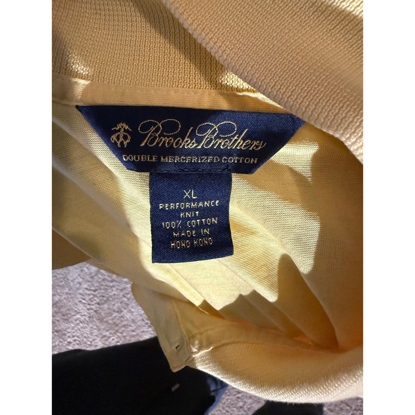 Brooks Brothers Performance Knit Polo Shirt Double Mercerized Cotton Lemon XL
