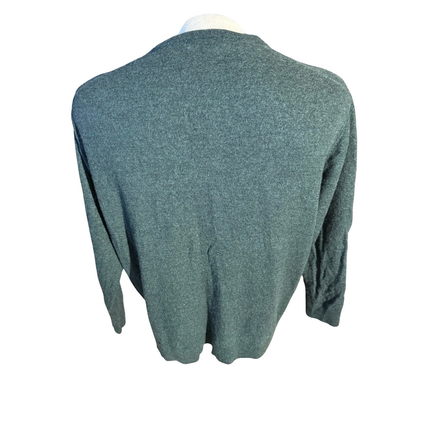 Hart Schaffner Marx Merino Wool Sweater 3XB Fits Like L Green V-Neck Pullover
