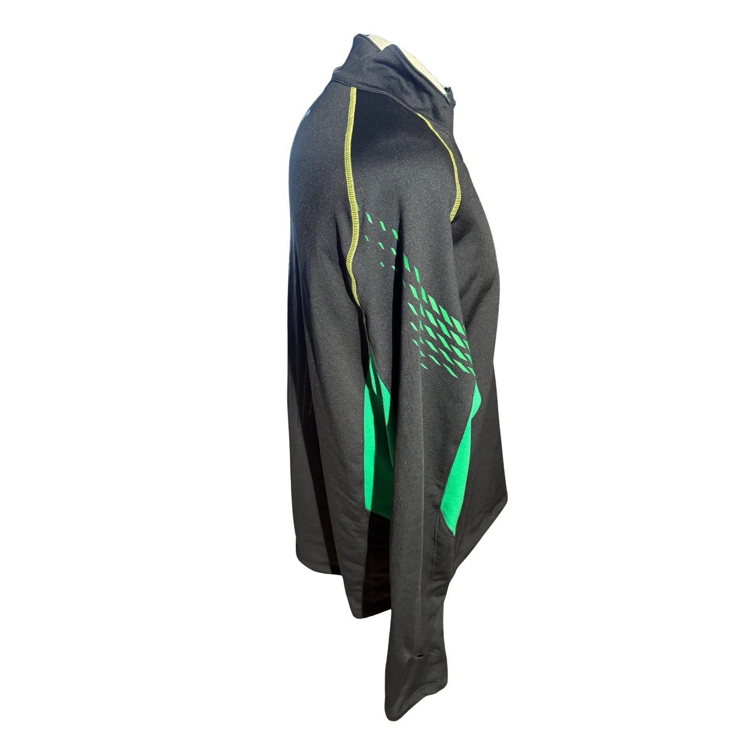 Saucony Men’s XL Quarter Zip Running Pullover Black Green Yellow Athletic Jacket