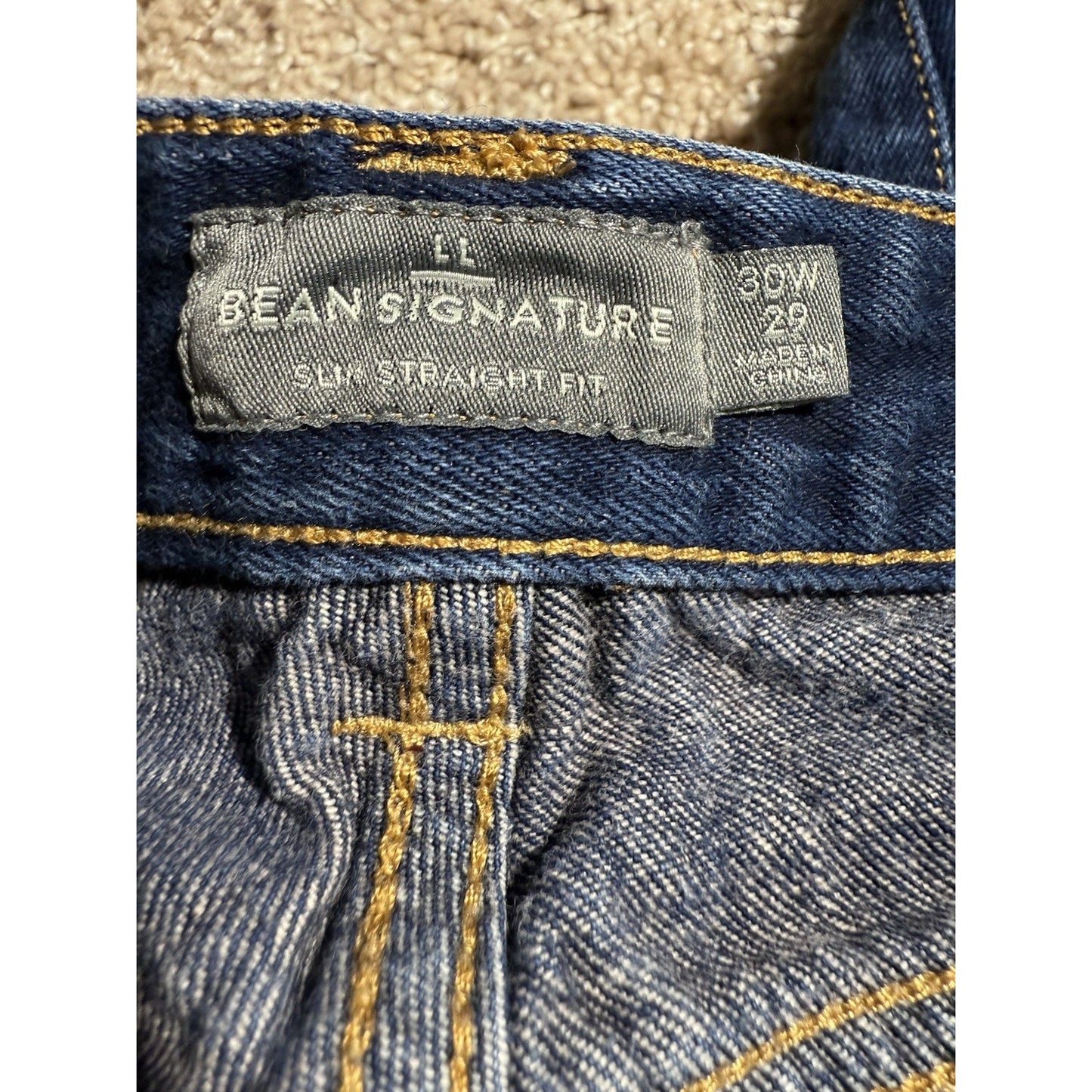 L.L. Bean Signature Men’s Jeans 30x29 Slim Straight Fit Dark Wash Button Fly