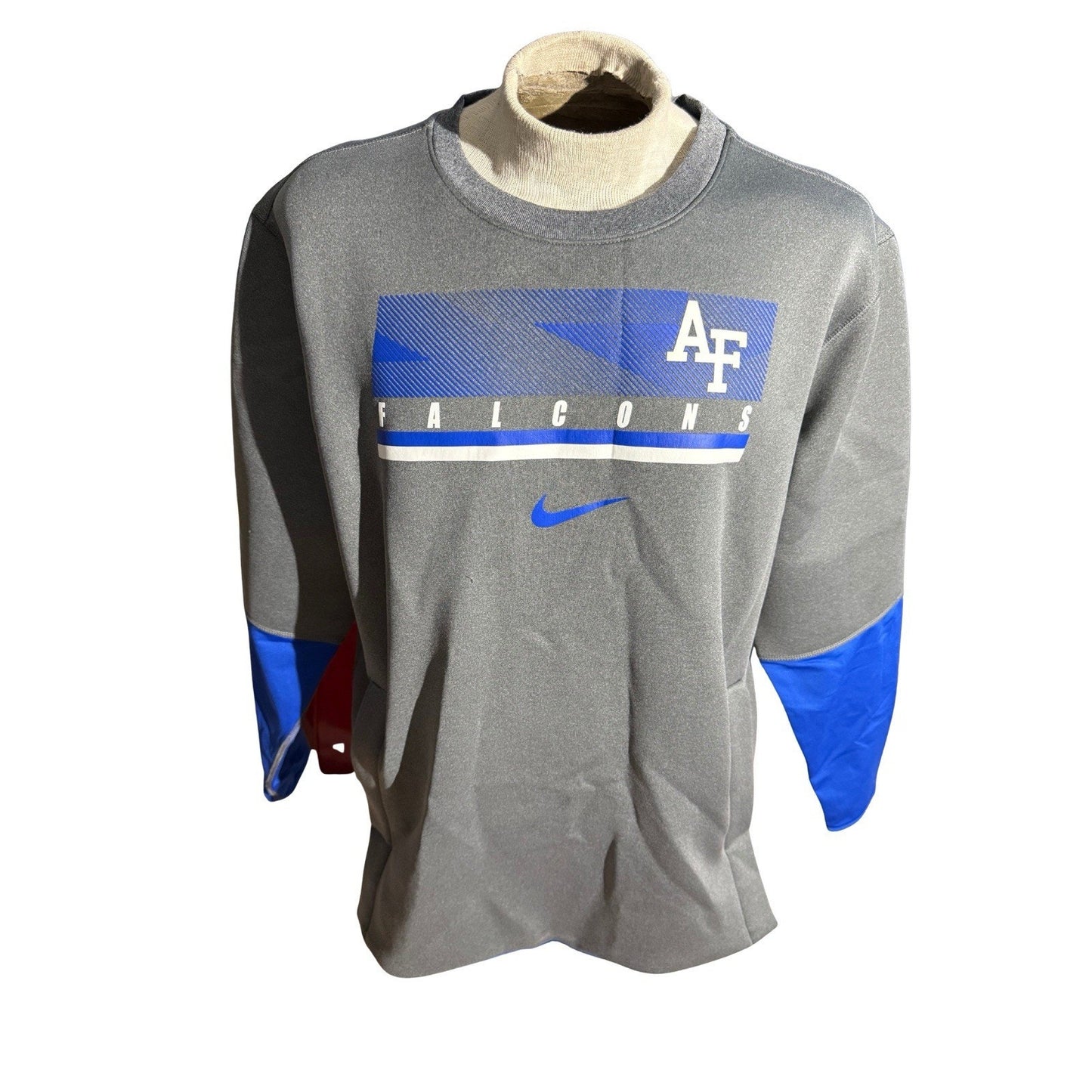 Nike Air Force Falcons Dri-Fit Crewneck Sweatshirt Gray Blue Men’s XL