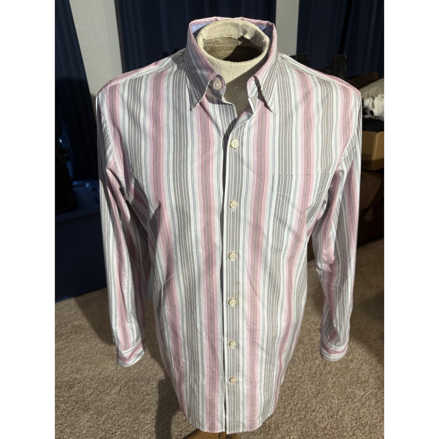 Tommy Bahama Men’s M Striped Cotton Silk Blend Long Sleeve Button Shirt 278