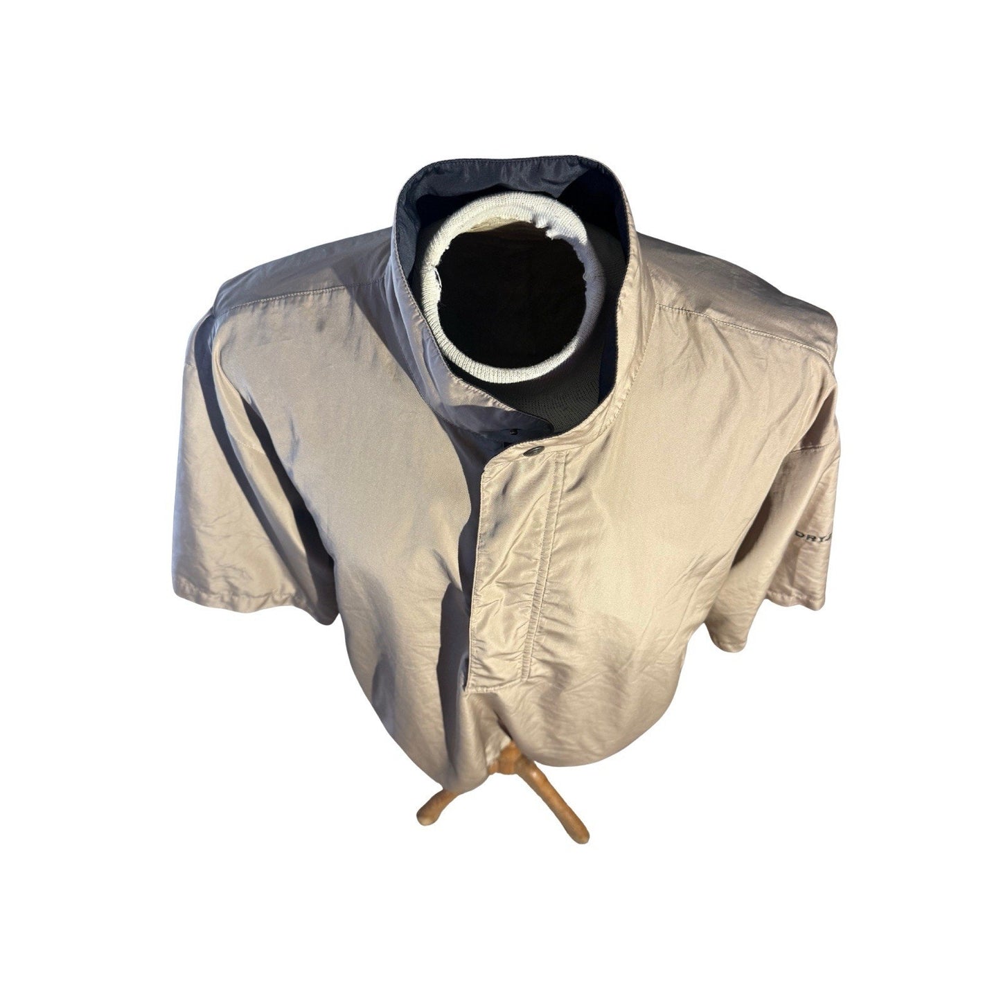 FootJoy DryJoys Men’s Beige Short Sleeve Golf Rain Wind Pullover Jacket LG