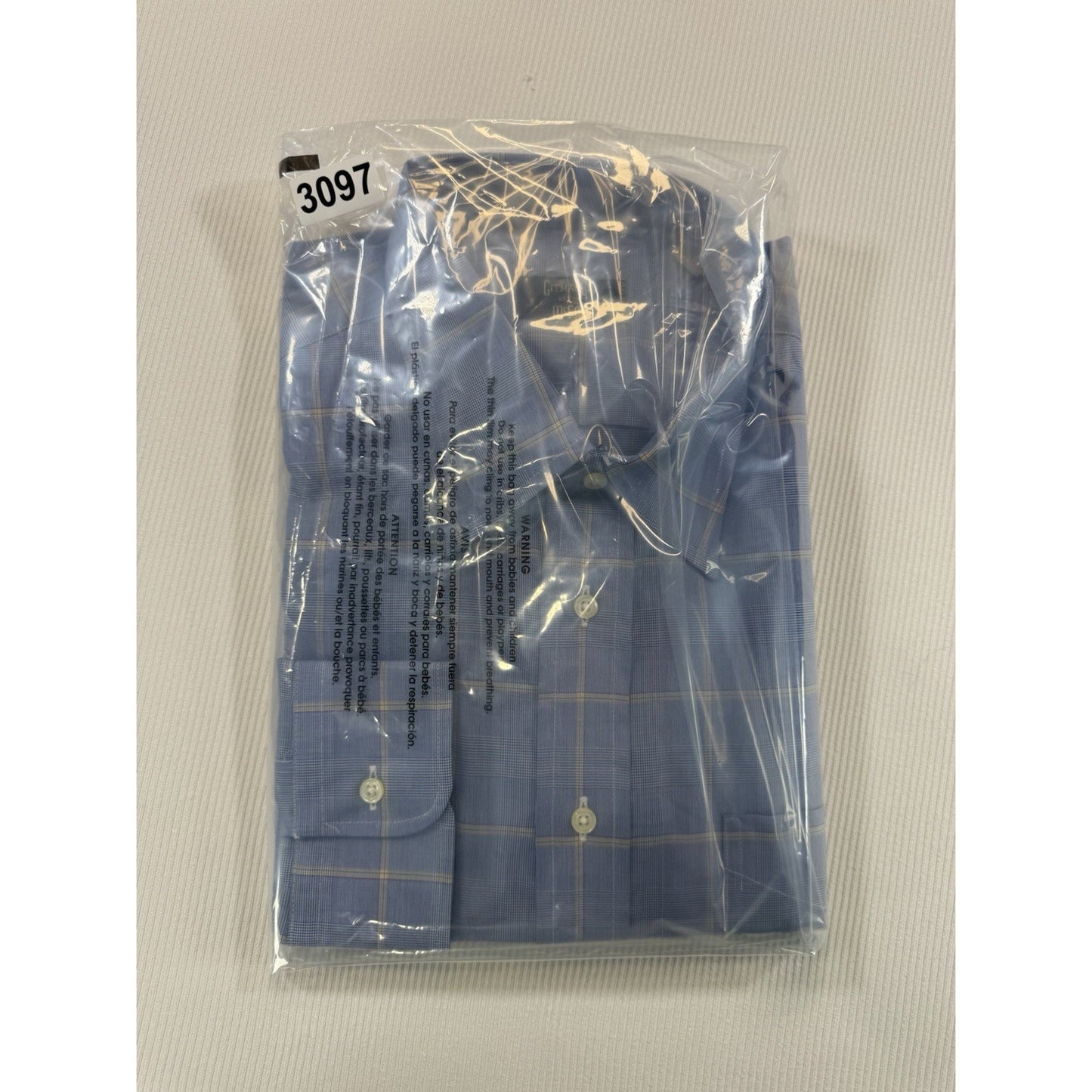 Gitman Bros McNair 17 34 Blue Glen Plaid Dress Shirt Made USA NOS
