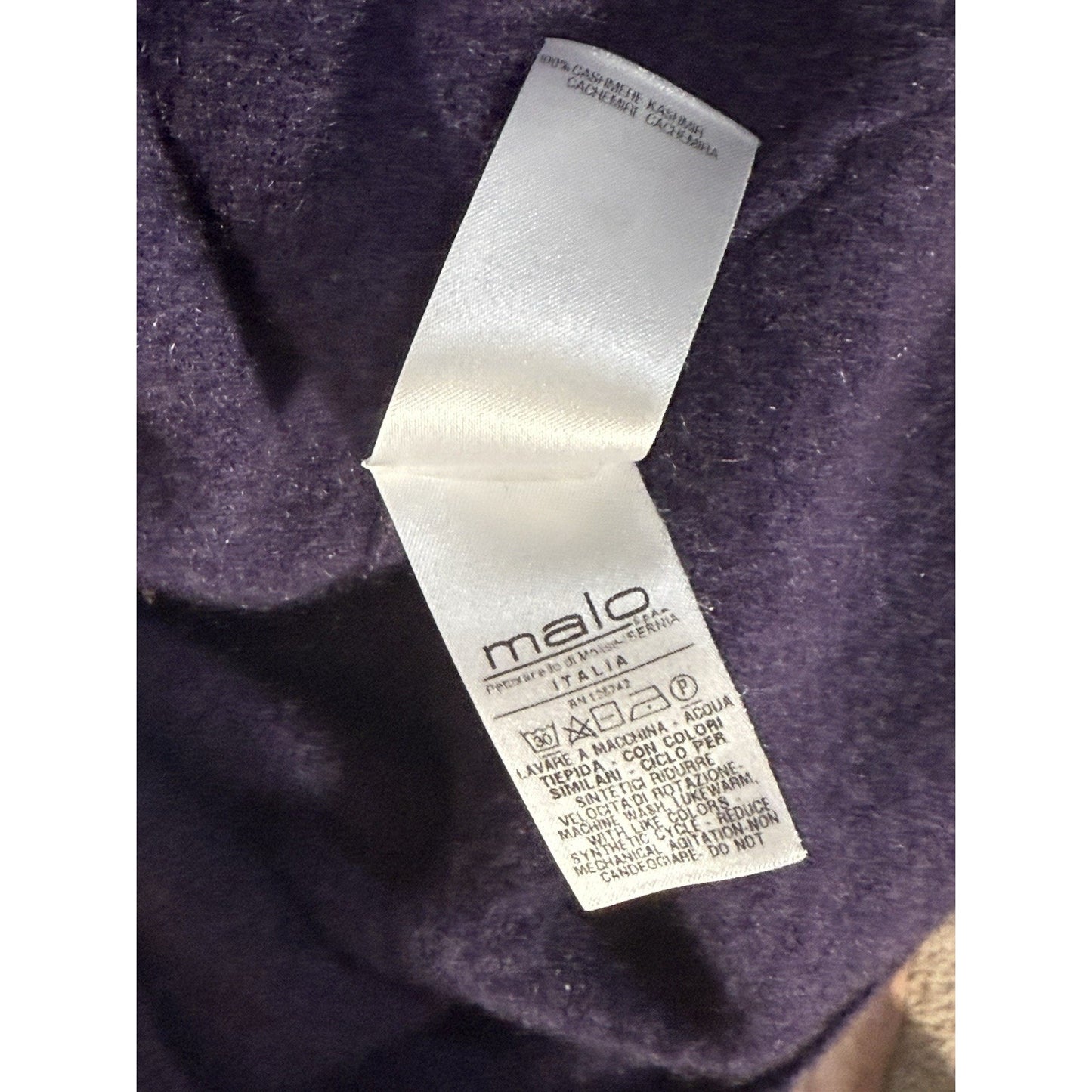 Malo Firenze 100% Cashmere Sweater Purple V-Neck Made in Italy Size 46