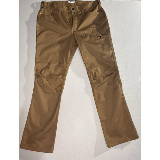 Caterpillar Men’s Work Pants 36x32 Brown Utility Twill Durable Workwear CAT