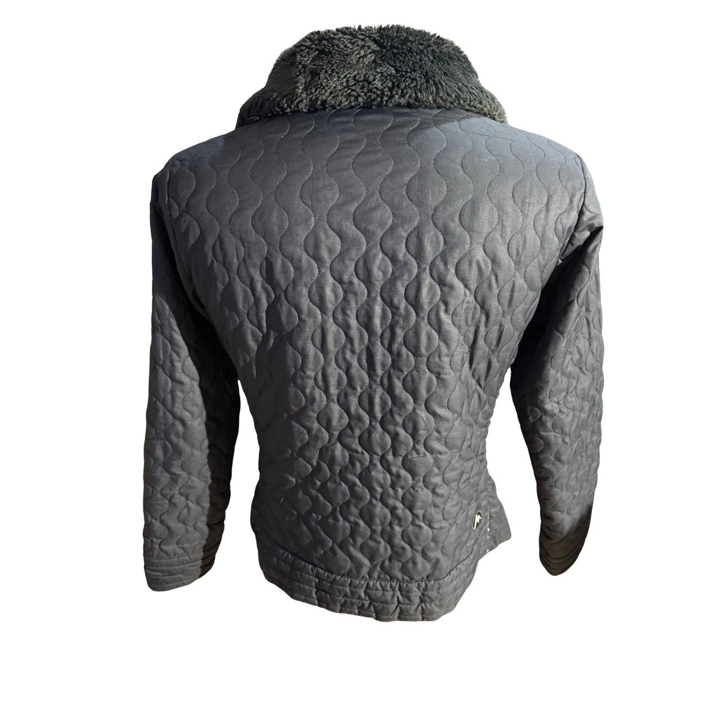 Marmot Black Quilted Jacket Men’s Large Faux Fur Collar Insulated Zip Bomber