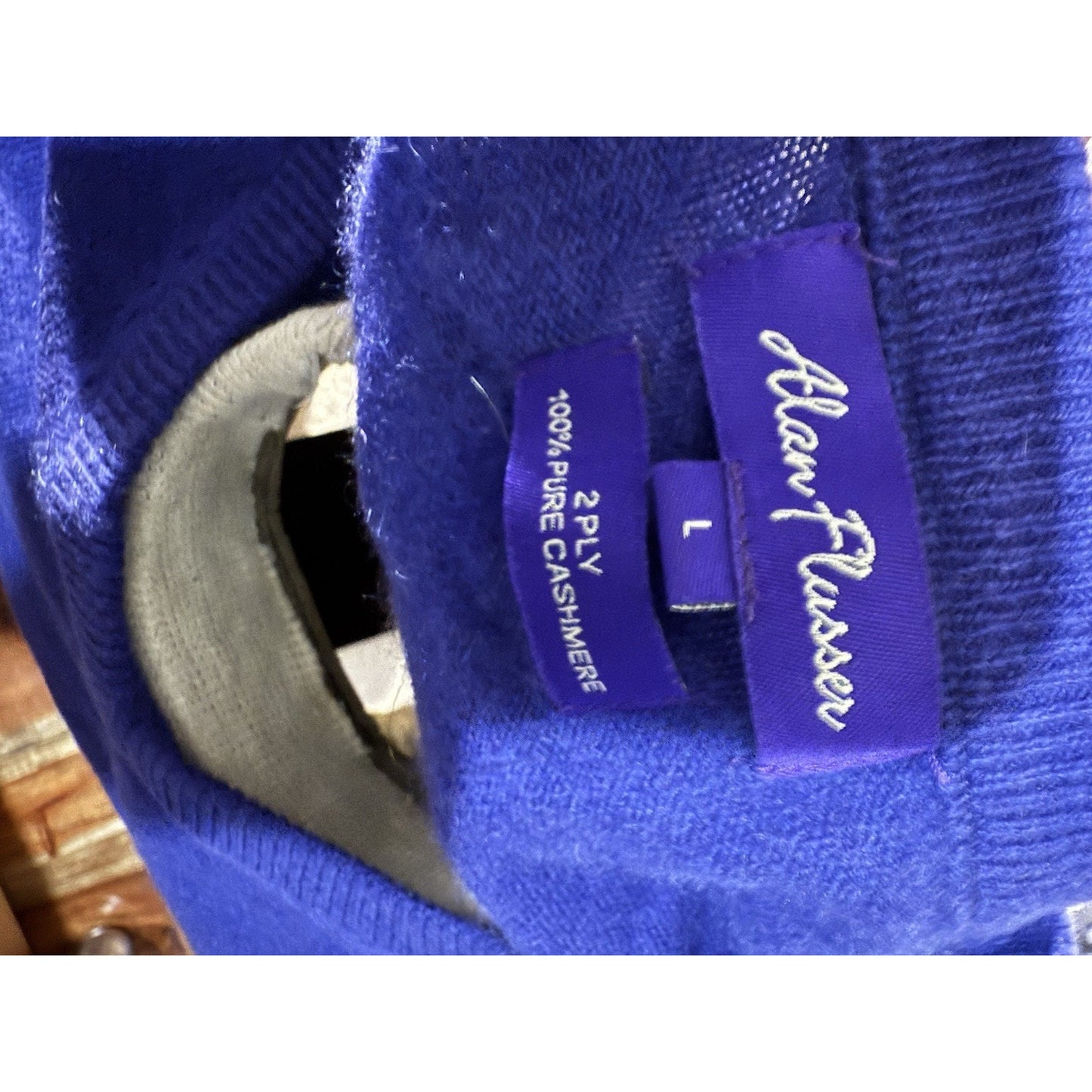 Alan Flusser Purple V Neck Cashmere Sweater Size Large