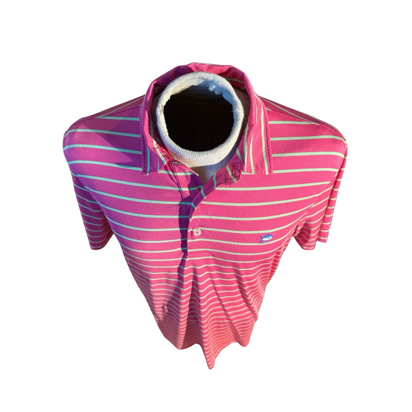 Southern Tide Club Skipjack Polo Shirt Pink Green Stripe Performance Men’s M