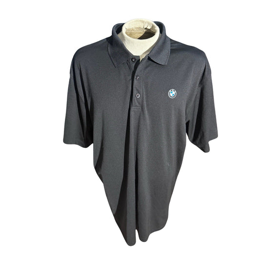 BMW Black Polo Shirt Men’s 2XL Embroidered Logo Short Sleeve Performance Golf