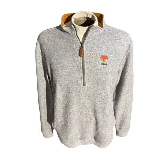 Straight Down Oak Tree Quarter Zip Pullover Men’s L Gray Made in USA Golf