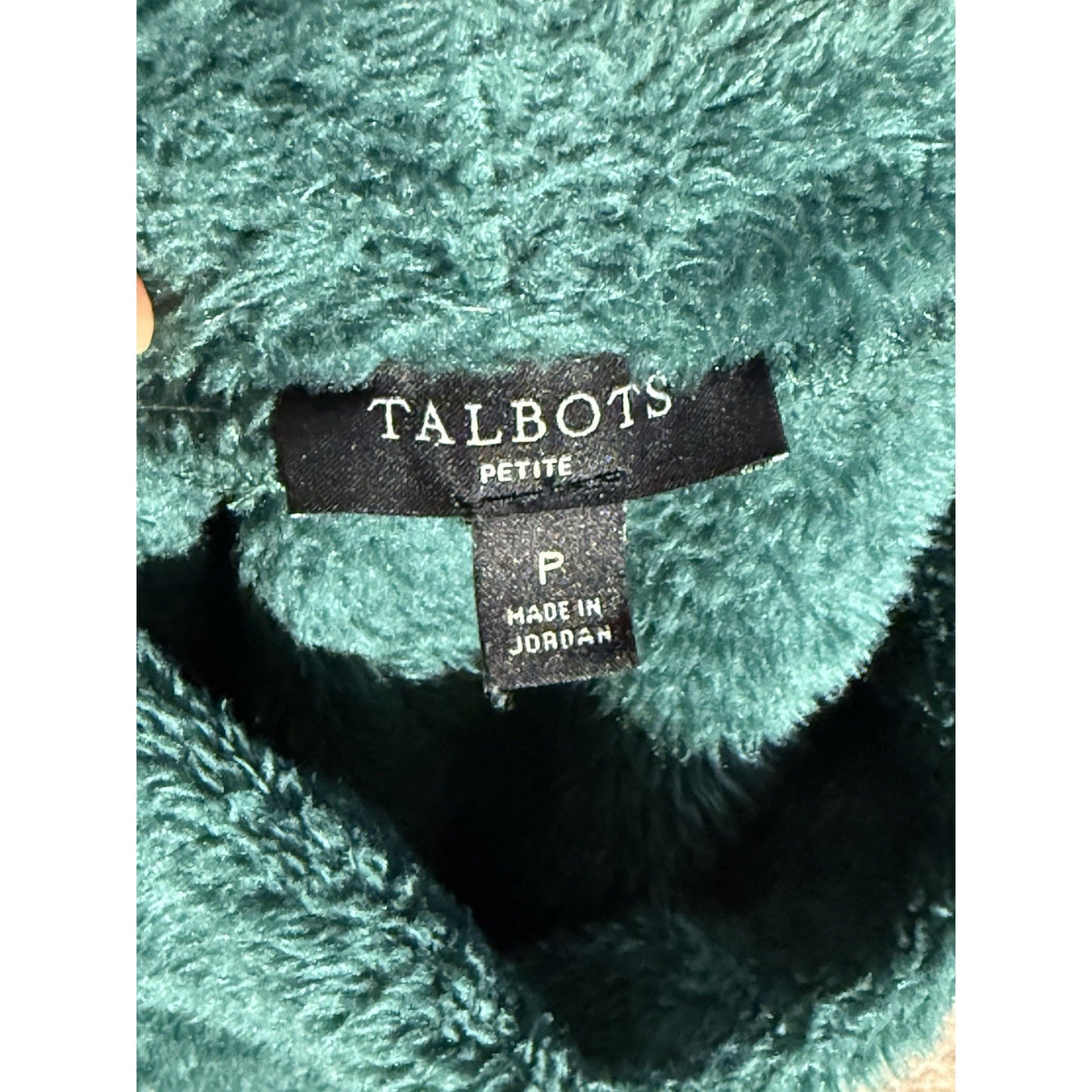 Talbots Women’s Teal Fleece Mock Neck Pullover Top Petite P Soft Cozy