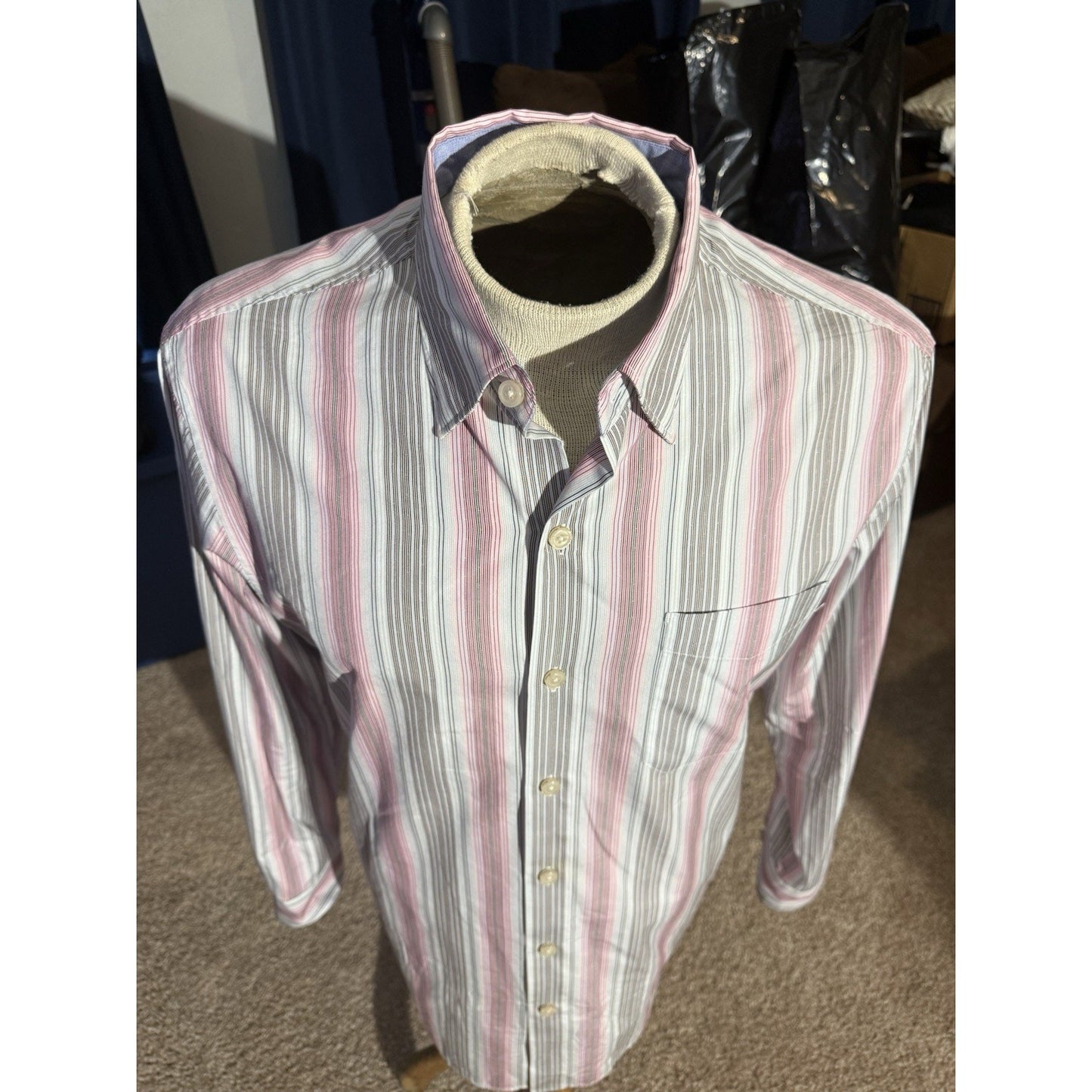 Tommy Bahama Men’s M Striped Cotton Silk Blend Long Sleeve Button Shirt 278