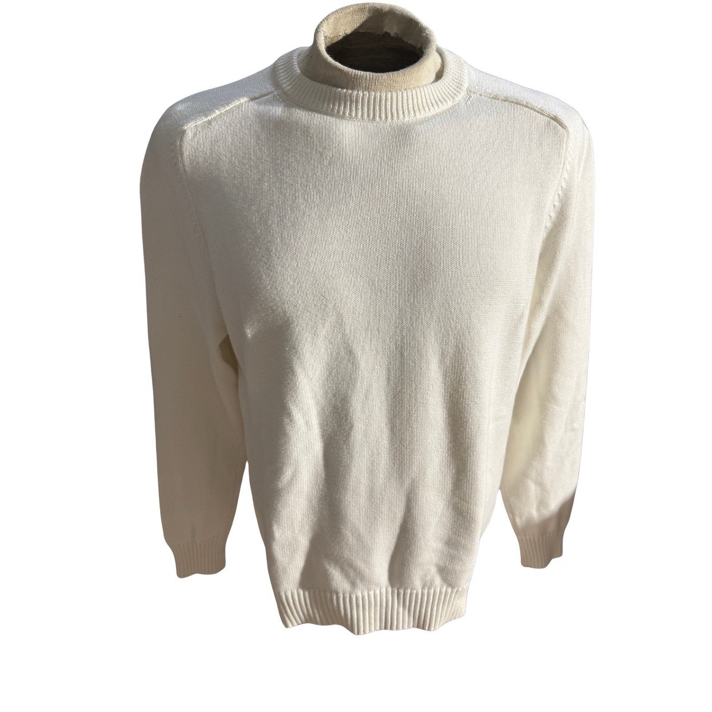 J.Crew Knit for J.Crew Ivory Mock Neck Cotton Sweater Men’s Large