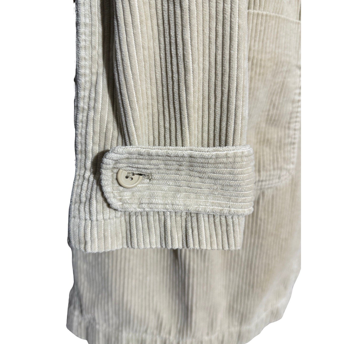 American Eagle Women’s Corduroy Toggle Coat Plaid Lined Hooded Jacket Beige L