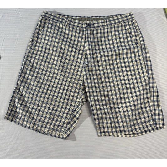 Tommy Bahama Relax 36 Blue Tan Plaid 100% Cotton Shorts Casual Island Wear