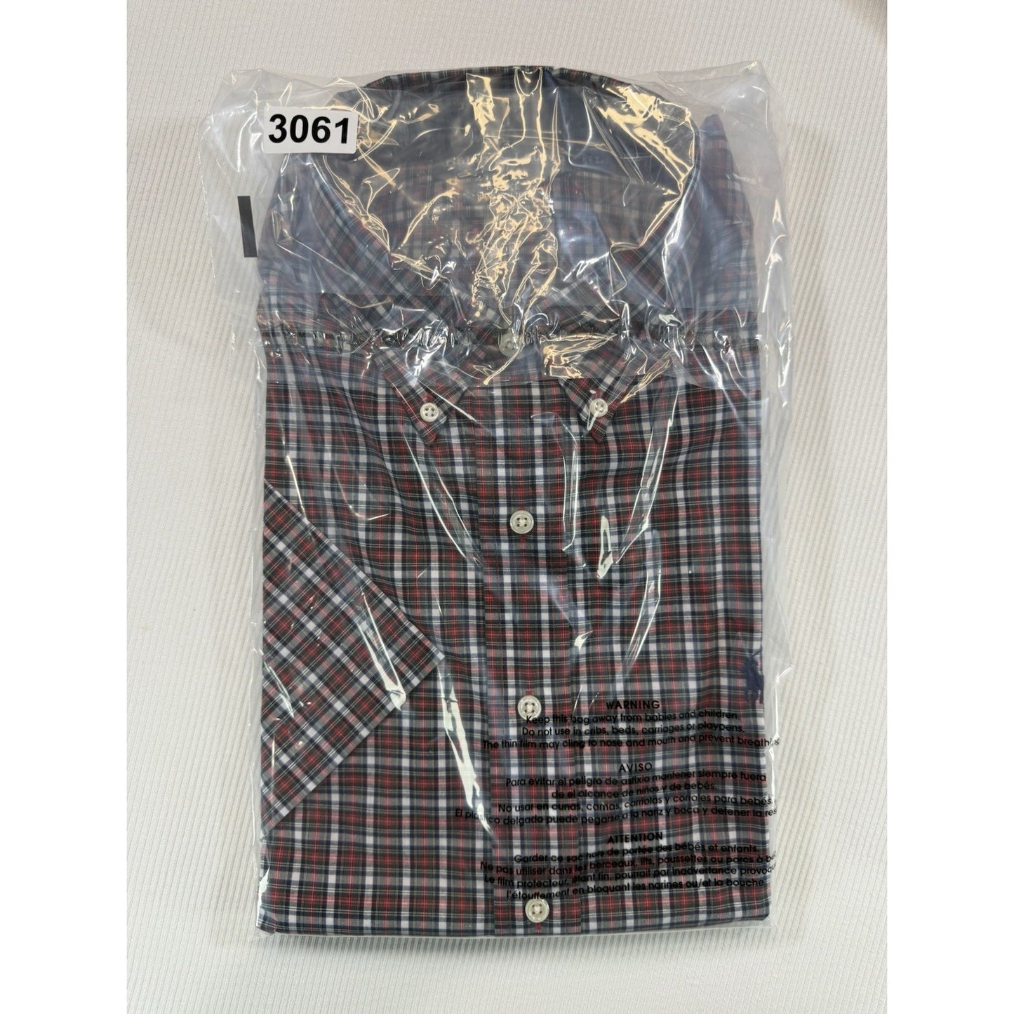 NWT Ralph Lauren Blake L Red Navy Plaid Button Down Dress Shirt 100% Cotton