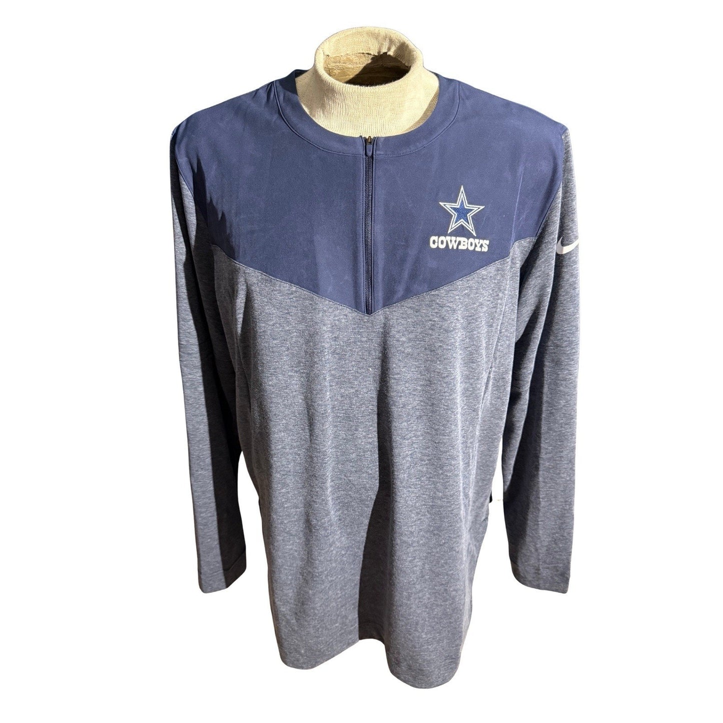 Nike Dallas Cowboys NFL Dri-Fit Quarter Zip Pullover Blue Gray Men’s XL