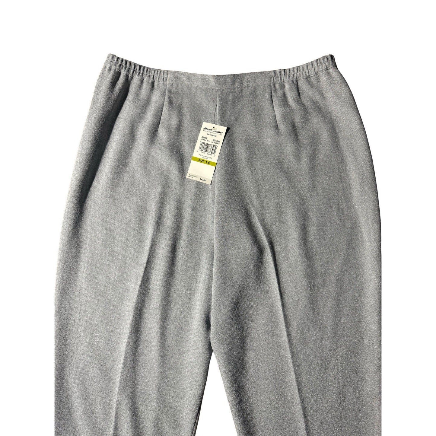 Alfred Dunner Swan Lake Pants Women’s 14P Gray Pull-On Elastic Waist New