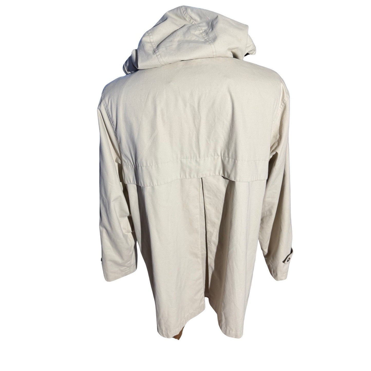 London Fog Men’s XL Limited Edition Trench Coat Beige Tan Hooded Water Resistant