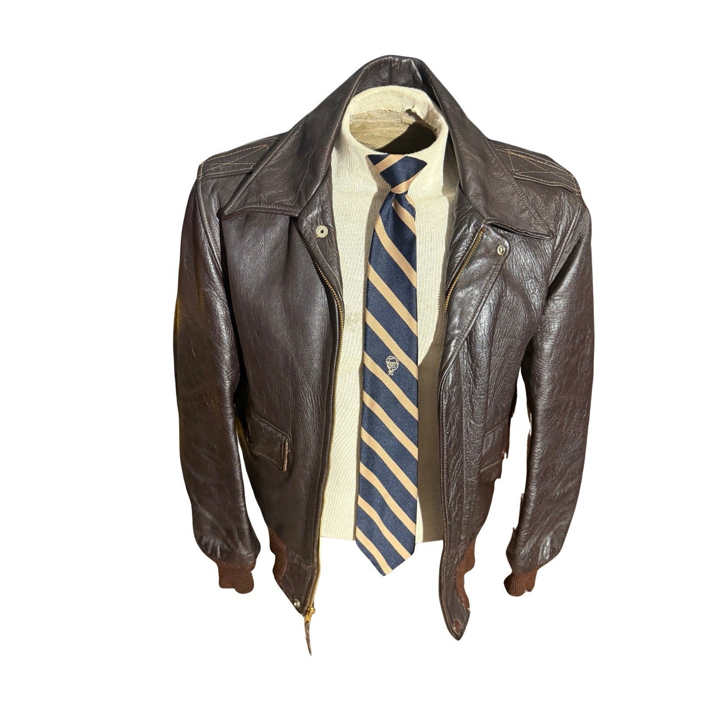 Vintage 1970s KFC Colonel Sanders Polyester Uniform Tie Made in USA Navy Striped