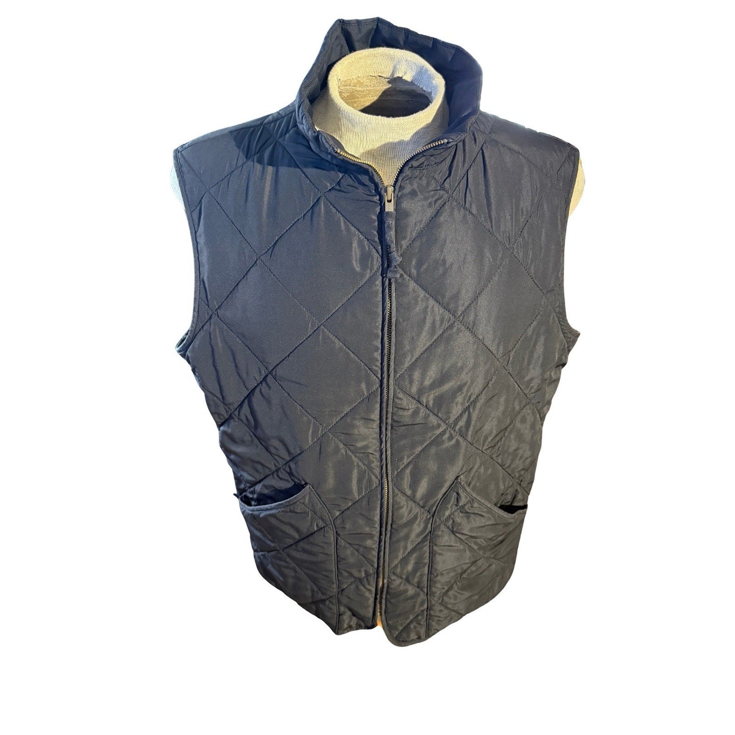 J.Crew Mercantile Men’s Large Black Quilted Puffer Vest Sleeveless Zip Jacket