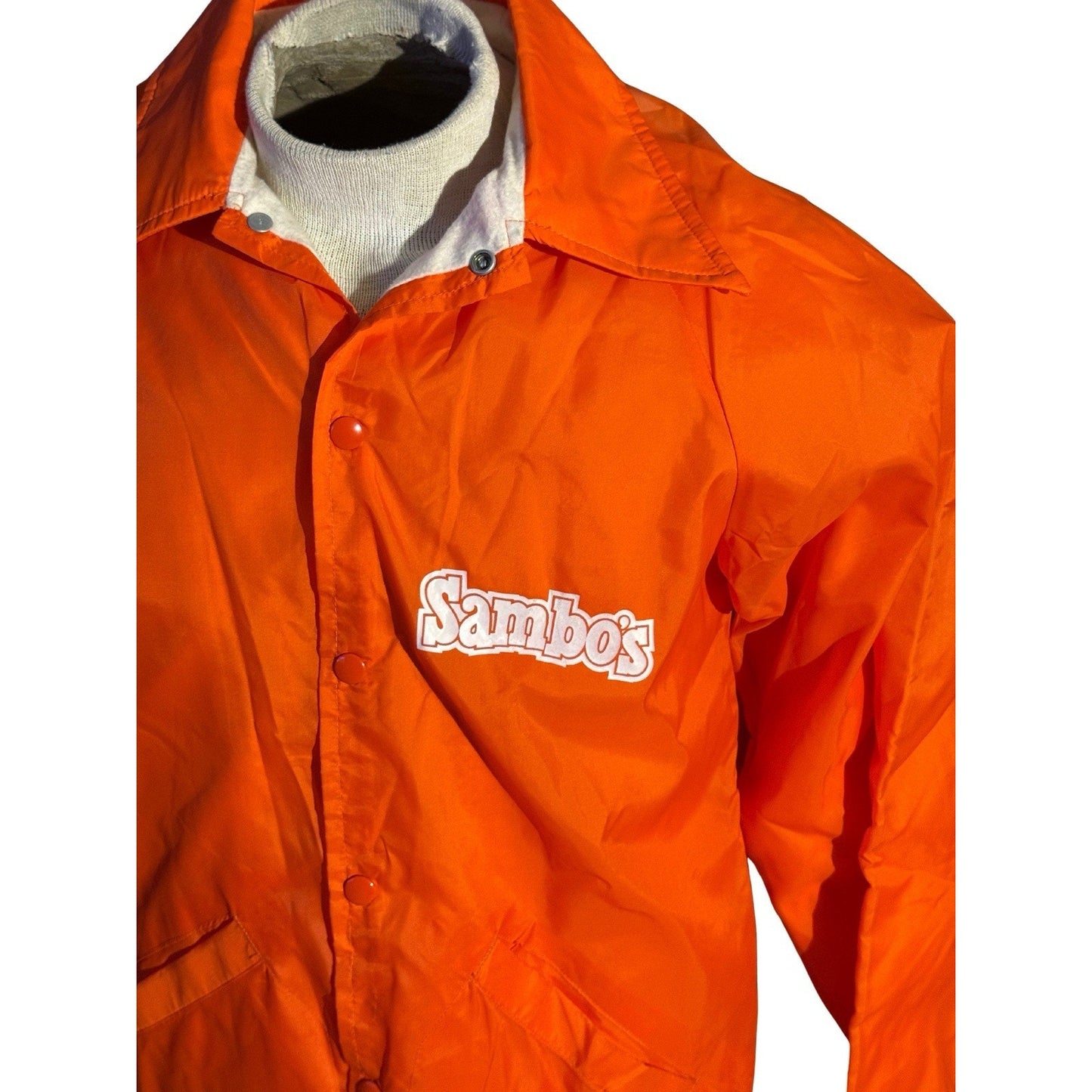 Vintage 70s Sambo’s Restaurant Orange Nylon Coach Jacket Ebert Sportswear USA