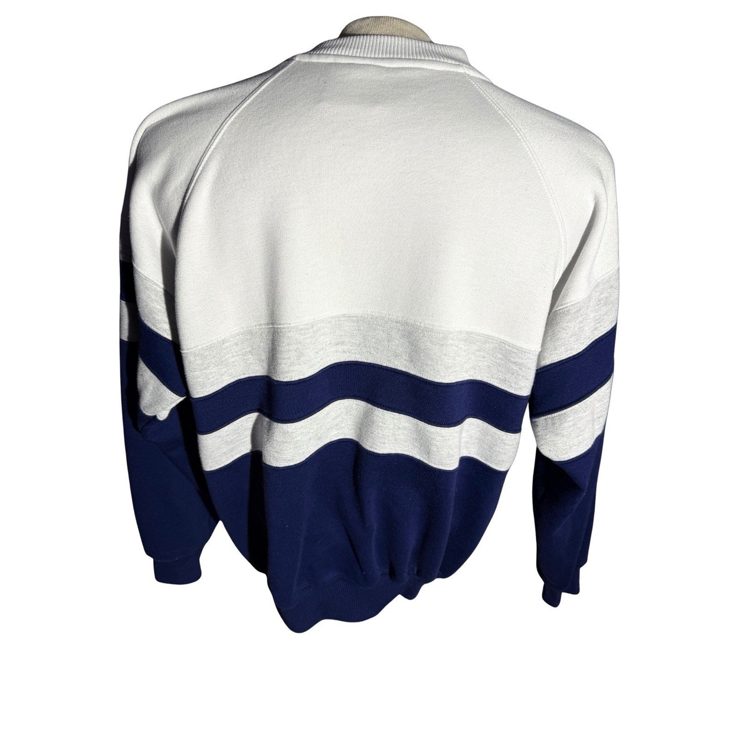 Claybrooke Sport Rugby Sweatshirt Men’s L White Navy Gray Striped Pullover