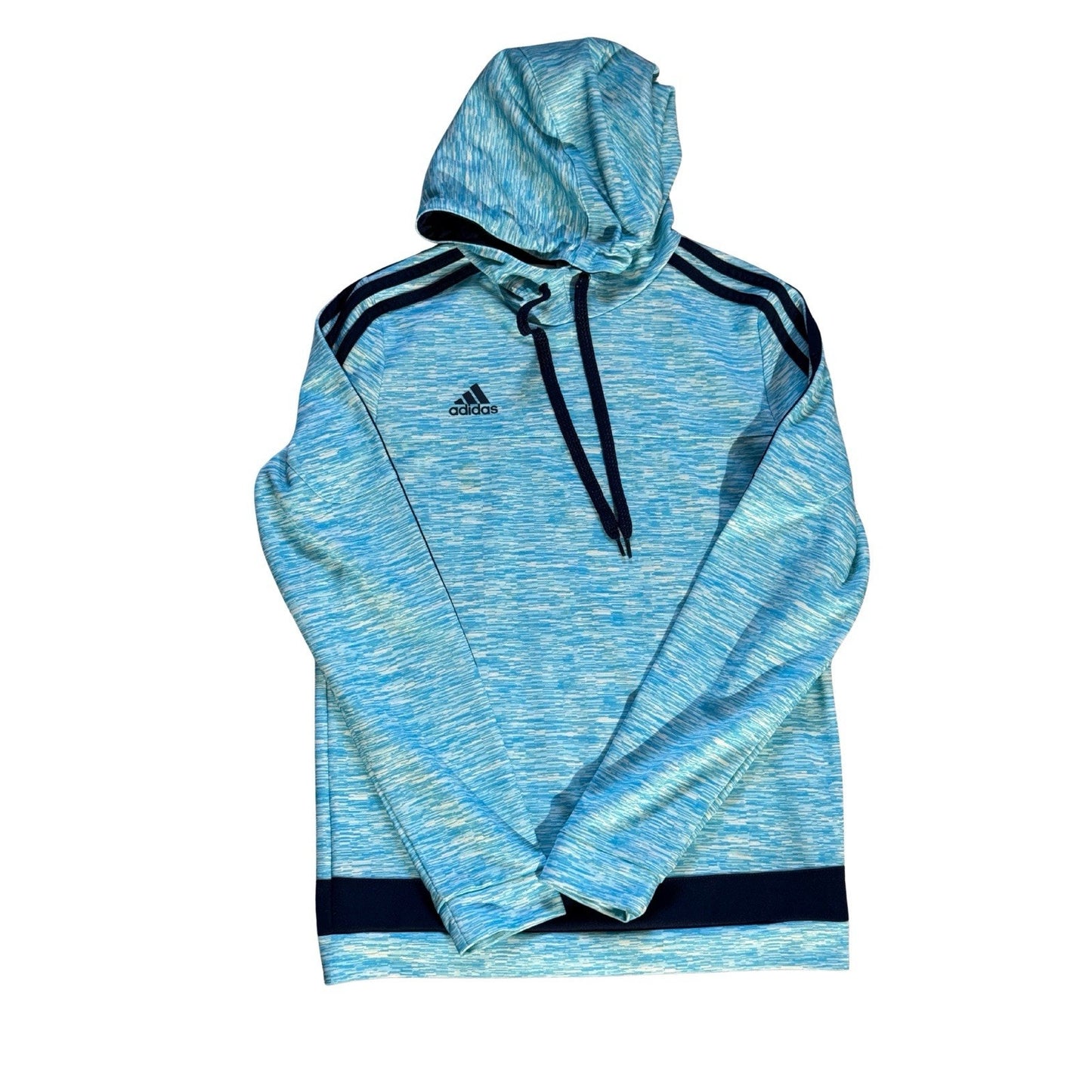 Adidas Men’s Small Hoodie Blue Pullover Sweatshirt 3-Stripes Athletic Training