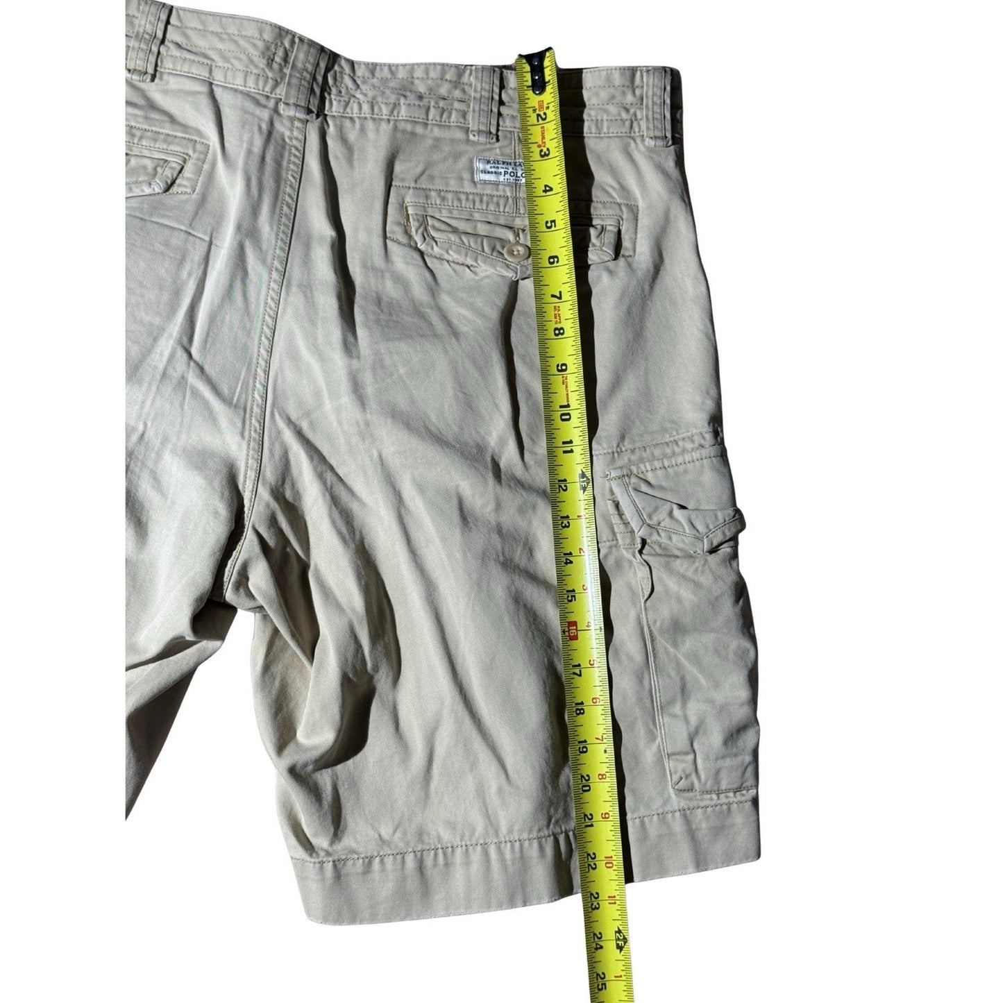 Polo Ralph Lauren Men’s Cargo Shorts 38 Khaki Beige 100% Cotton Utility Pockets