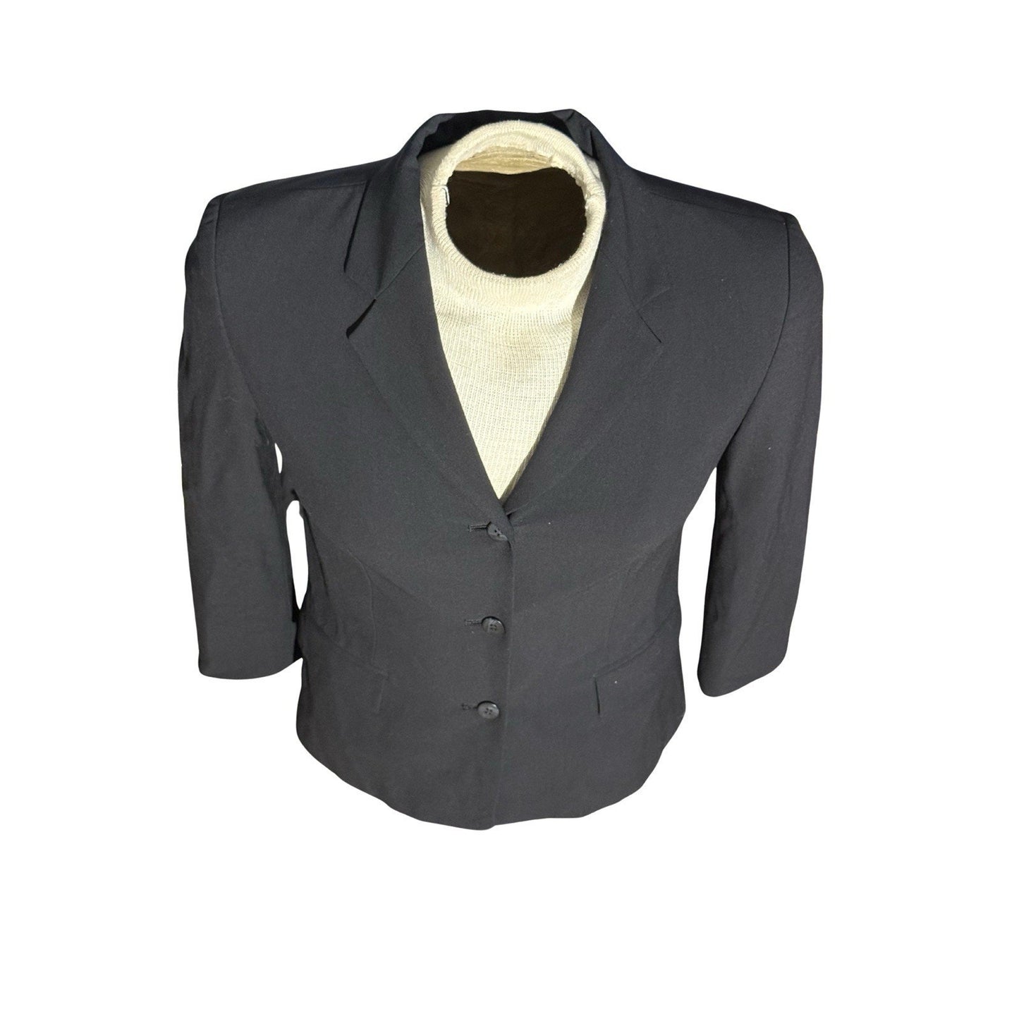 Talbots Petites Black Stretch Blazer Jacket Women’s 8 Made in Japan