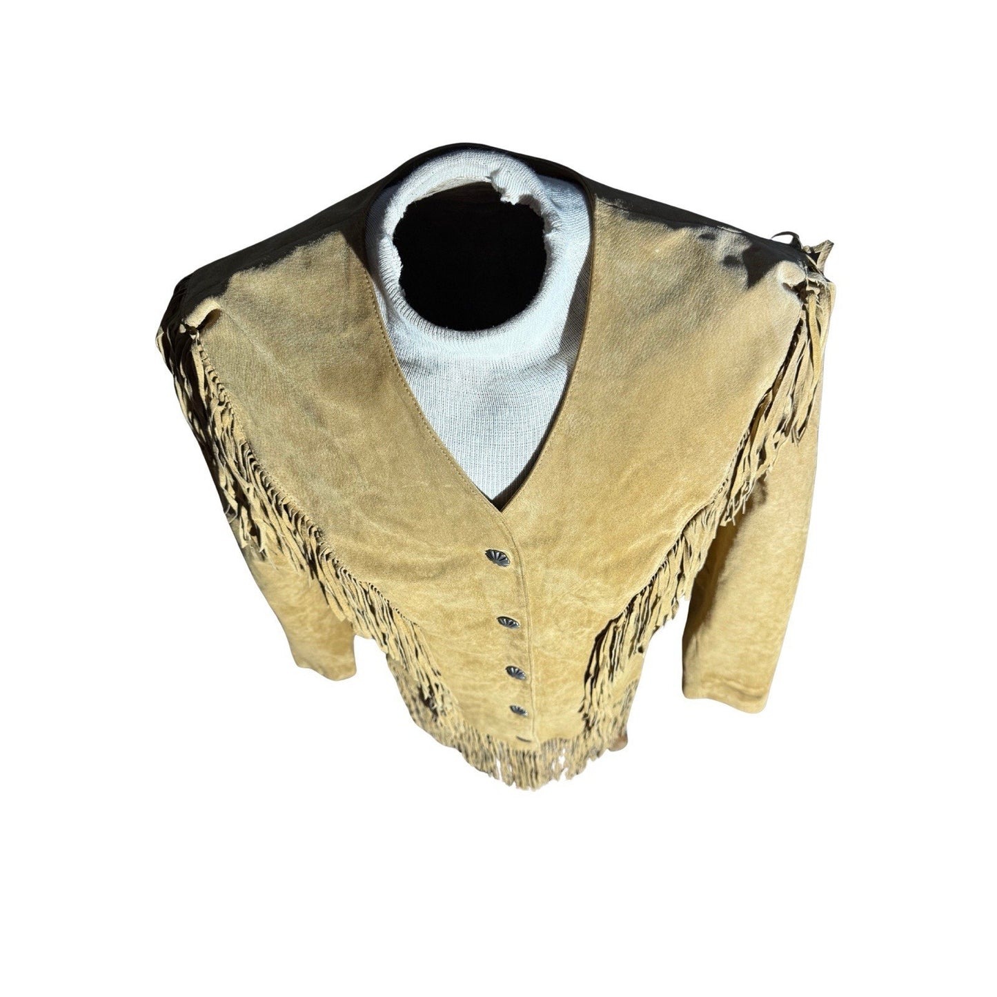 Cripple Creek Women’s Suede Fringe Jacket Western Tan Leather XL