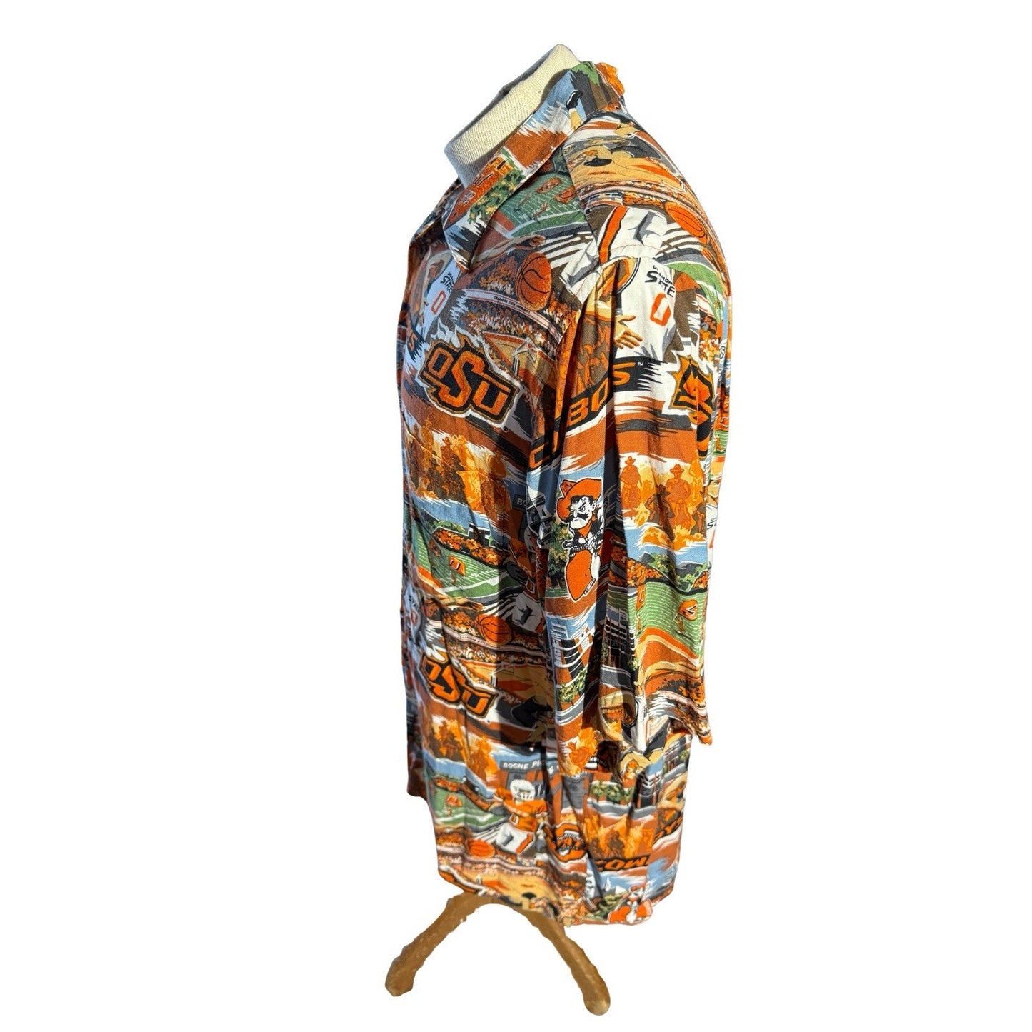 Reyn Spooner OSU Cowboys Hawaiian Shirt XL Oklahoma State Aloha Rayon Made Korea