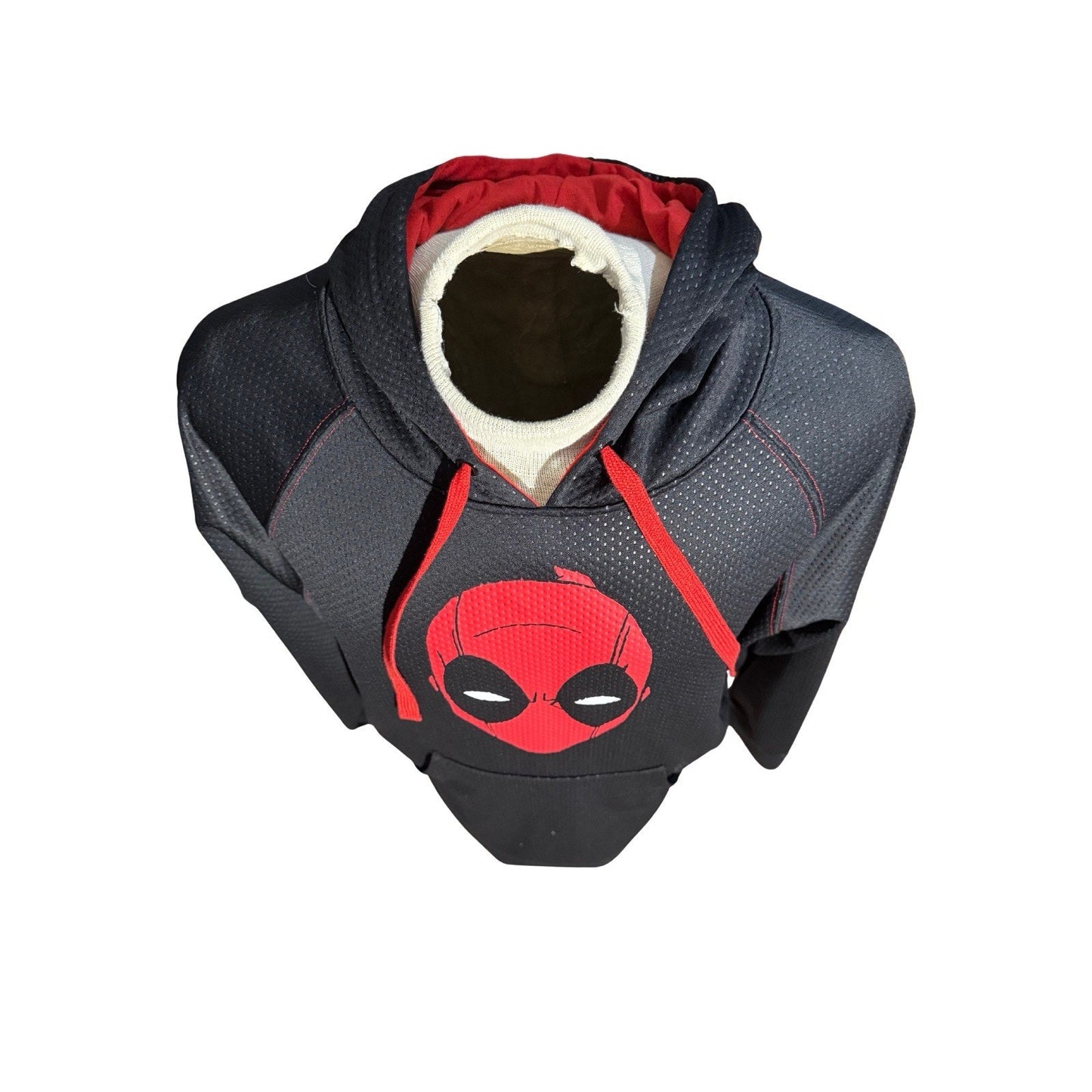 Marvel Mens Hoodie Size L Black & Red Deadpool Kangaroo Pocket Long Sleeve