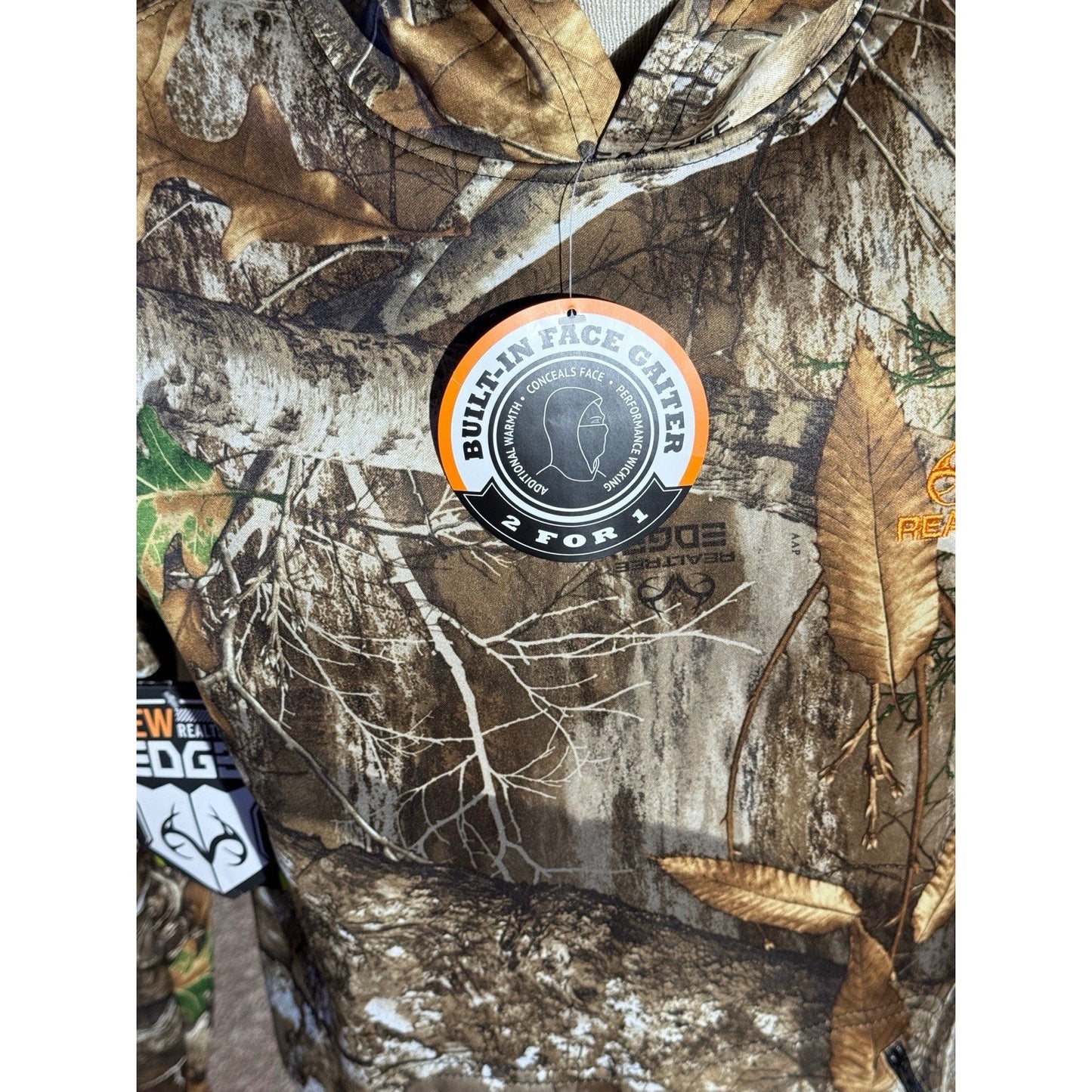 Realtree EDGE Youth Tech Hoodie XL 14-16 Built-In Face Cover Camo NWT