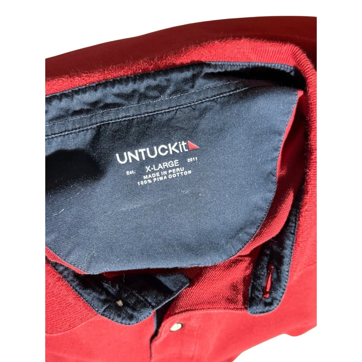 UNTUCKit XL Long Sleeve Polo Shirt Red Pima Cotton Made in Peru Men’s Casual