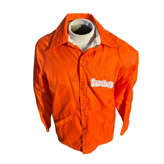 Vintage 70s Sambo’s Restaurant Orange Nylon Coach Jacket Ebert Sportswear USA