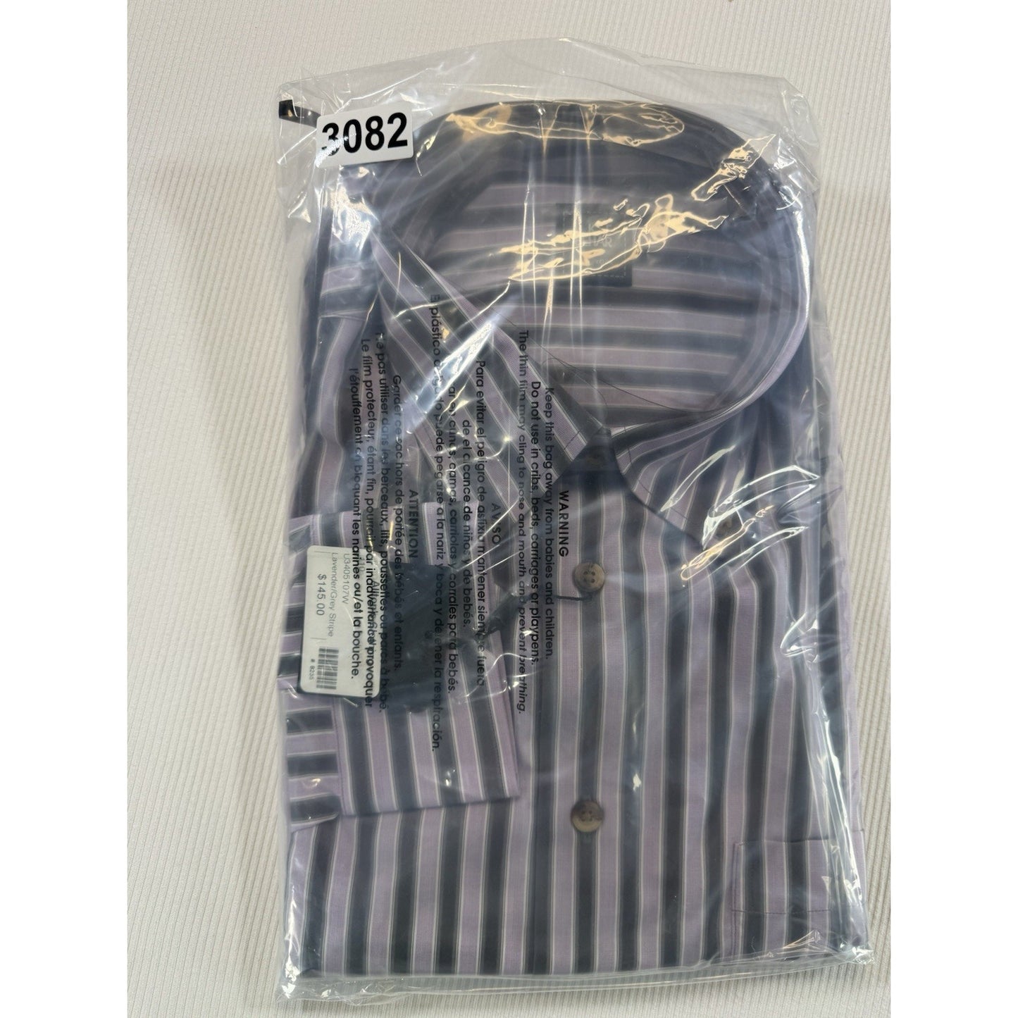 Ike Behar New York Button Down Dress Shirt L Lavender Gray Stripe NWT
