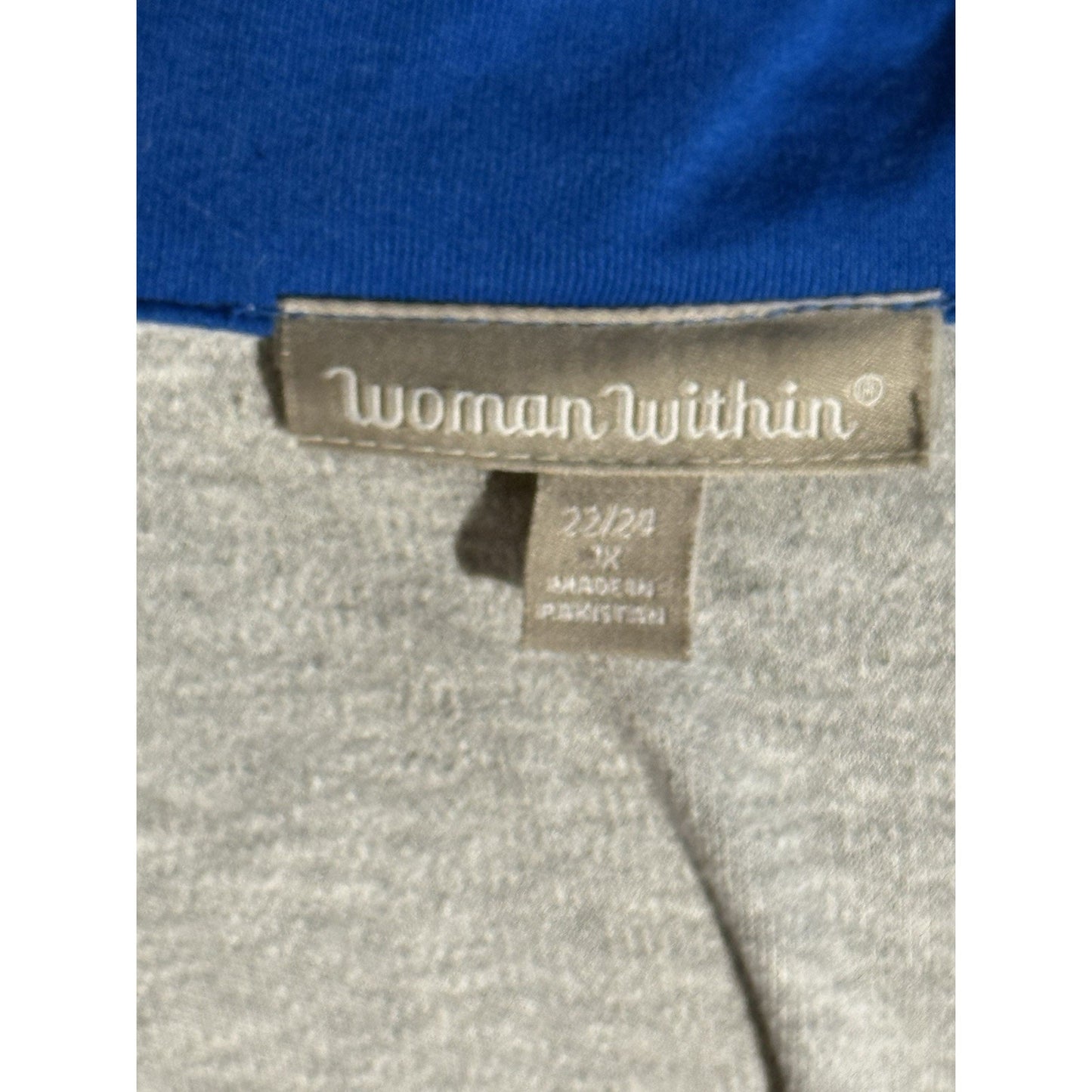 Woman Within Zip Up Track Jacket Plus 1X Blue Pink White Colorblock Retro Style