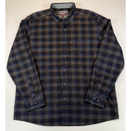 Johnston & Murphy Button Down Shirt Mens XL Plaid Cotton Long Sleeve