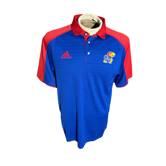 KU Kansas Adidas Mens Polo shirt red Size M