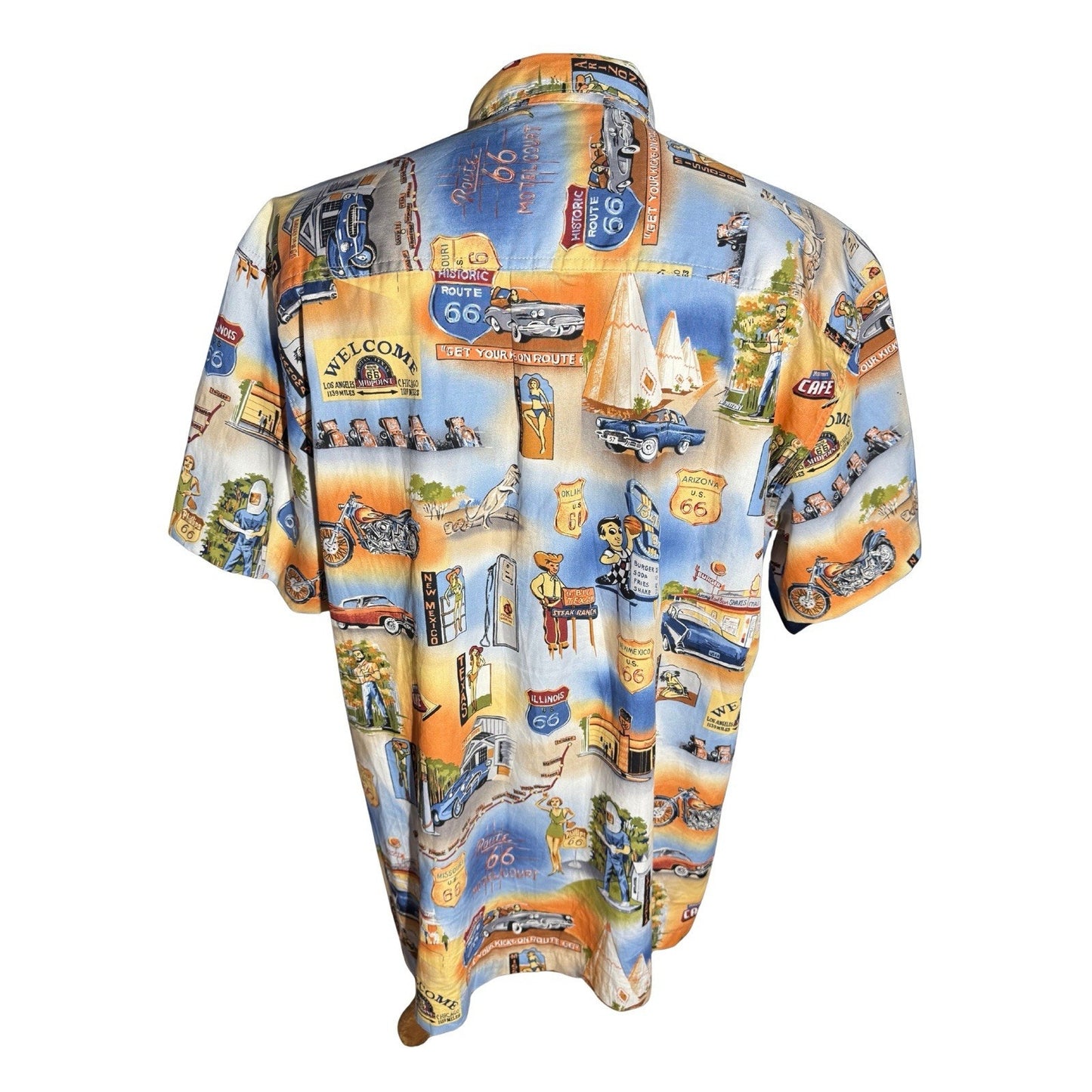High Seas Trading Co Shirt Mens L Route 66 Short Sleeve Made in USA Cotton