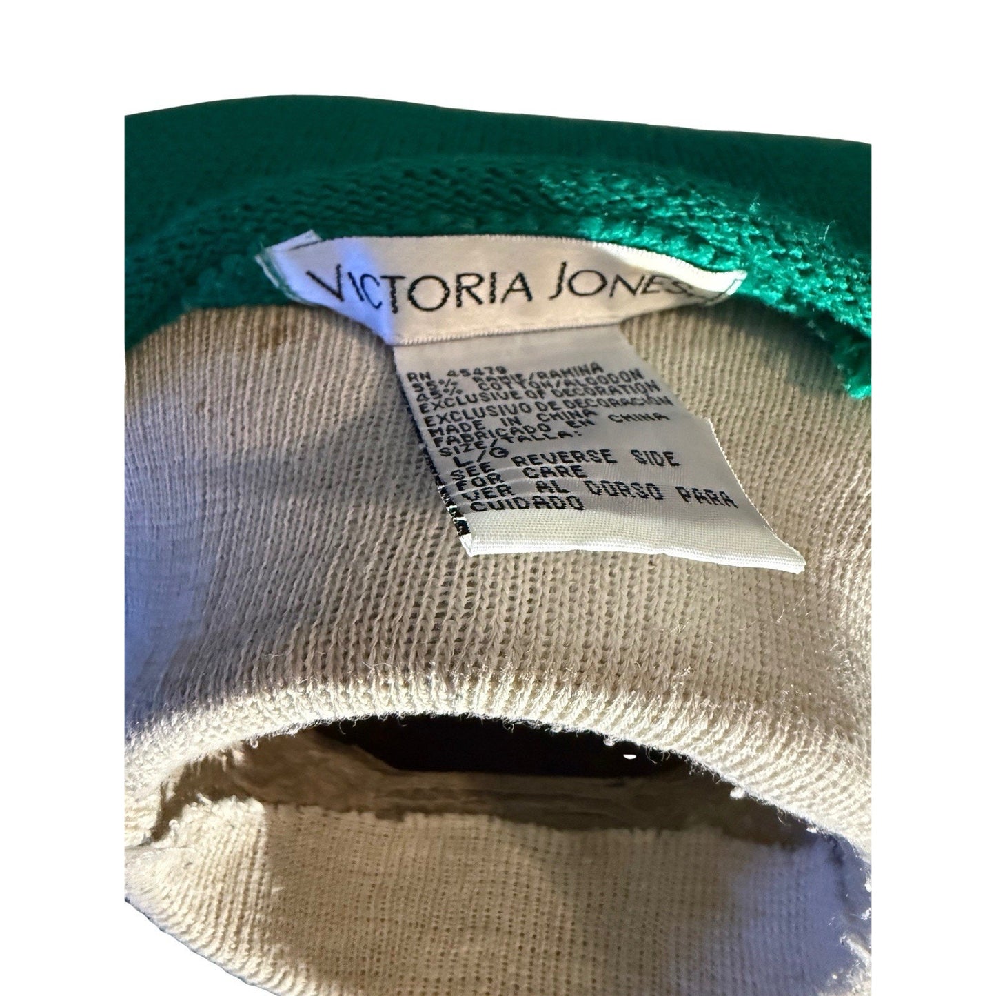 Victoria Jones Women’s Large Christmas Sweater Green Beaded Embellished Holiday