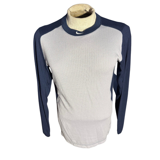 Nike Dri-FIT MLB Baseball Long Sleeve Shirt Men’s L Gray Navy Compression Top