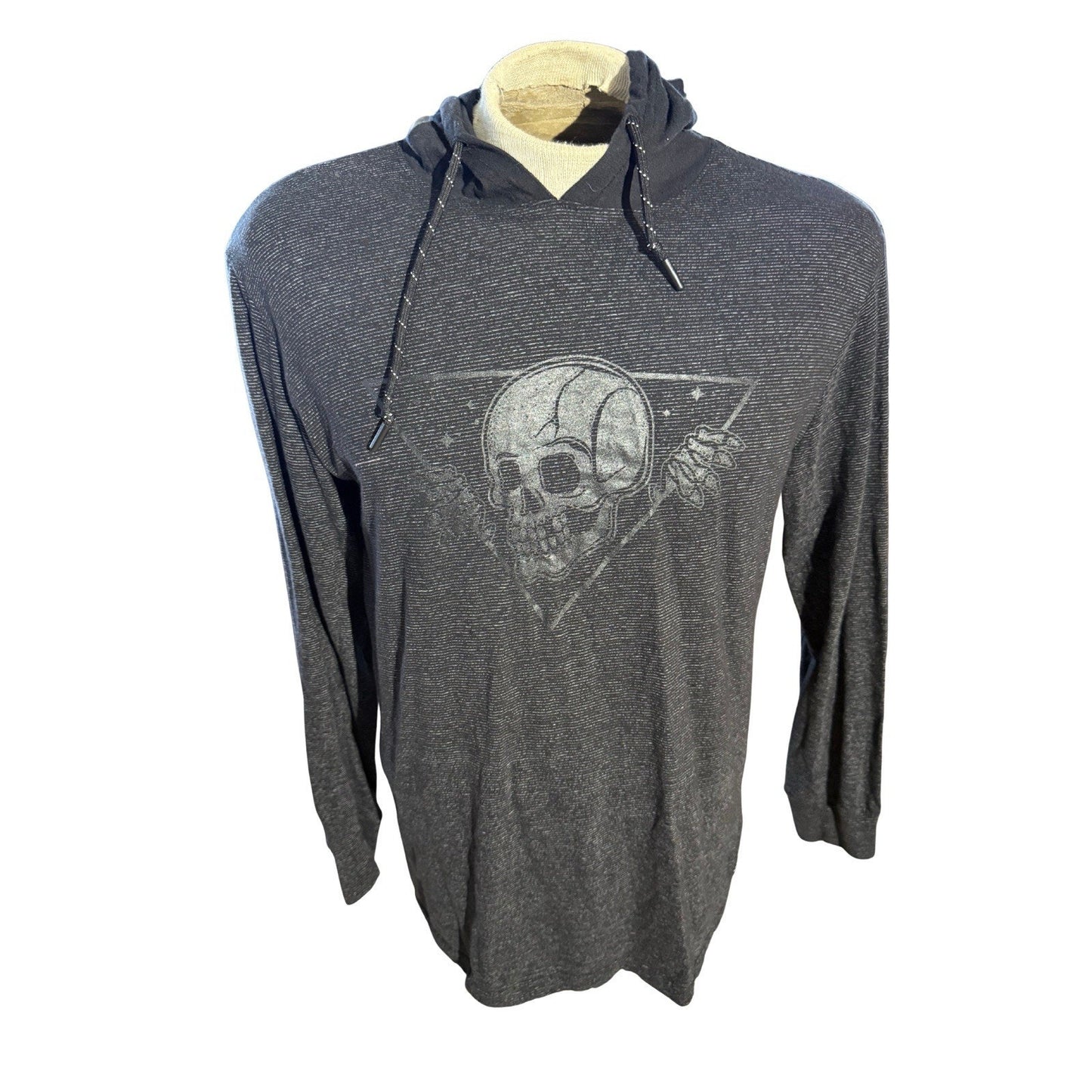 WXYZ MFG Co Hoodie Skull Graphic Long Sleeve Lightweight Black Men’s Large