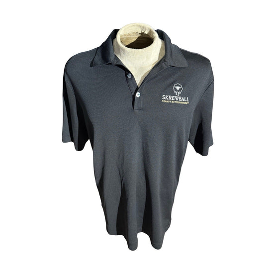 Nike Golf Polo Shirt Large Black Skrewball Peanut Butter Whiskey Promo Dri-FIT