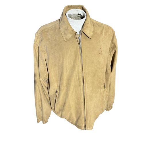 Weatherproof Suede Bomber Jacket XL Tan Absolut Vodka Promo Embroidered