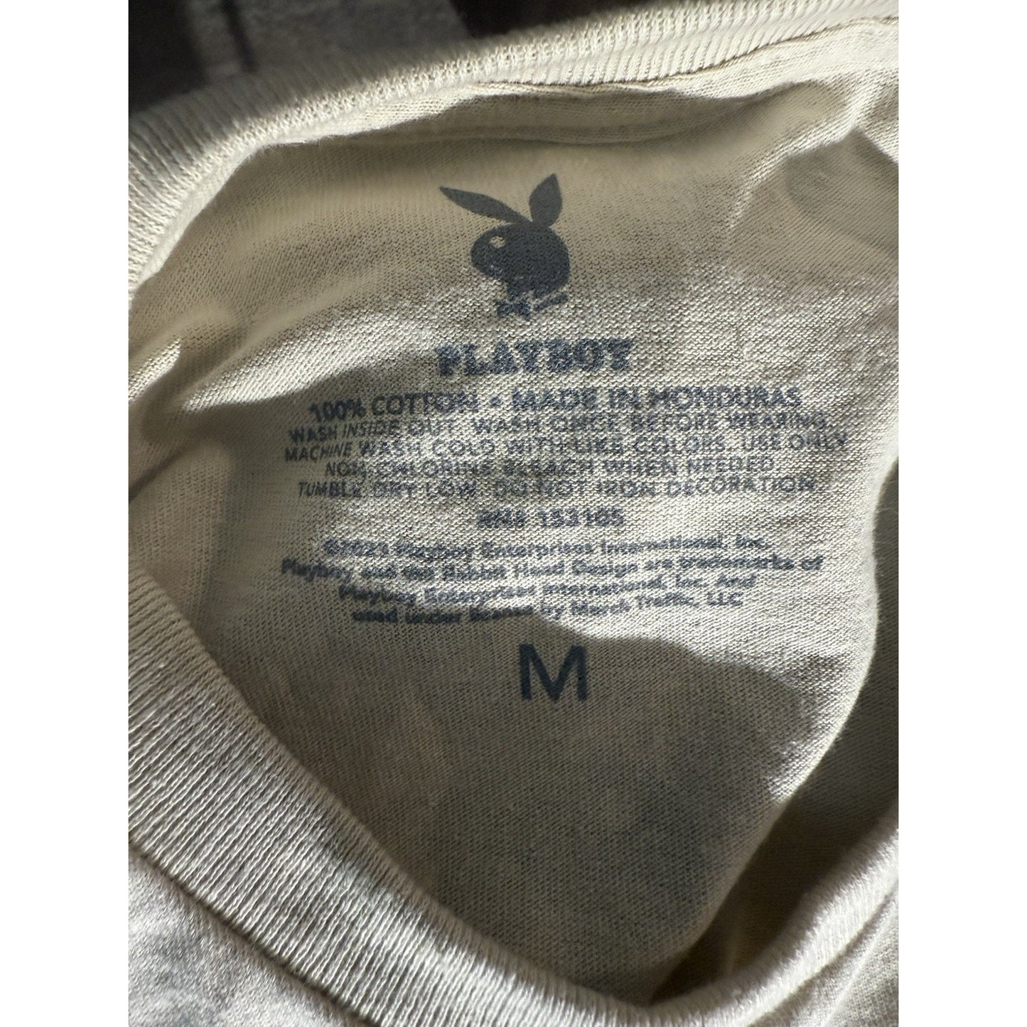 Playboy Bunny Logo T-Shirt Men’s Medium White Graphic Tee Streetwear Casual