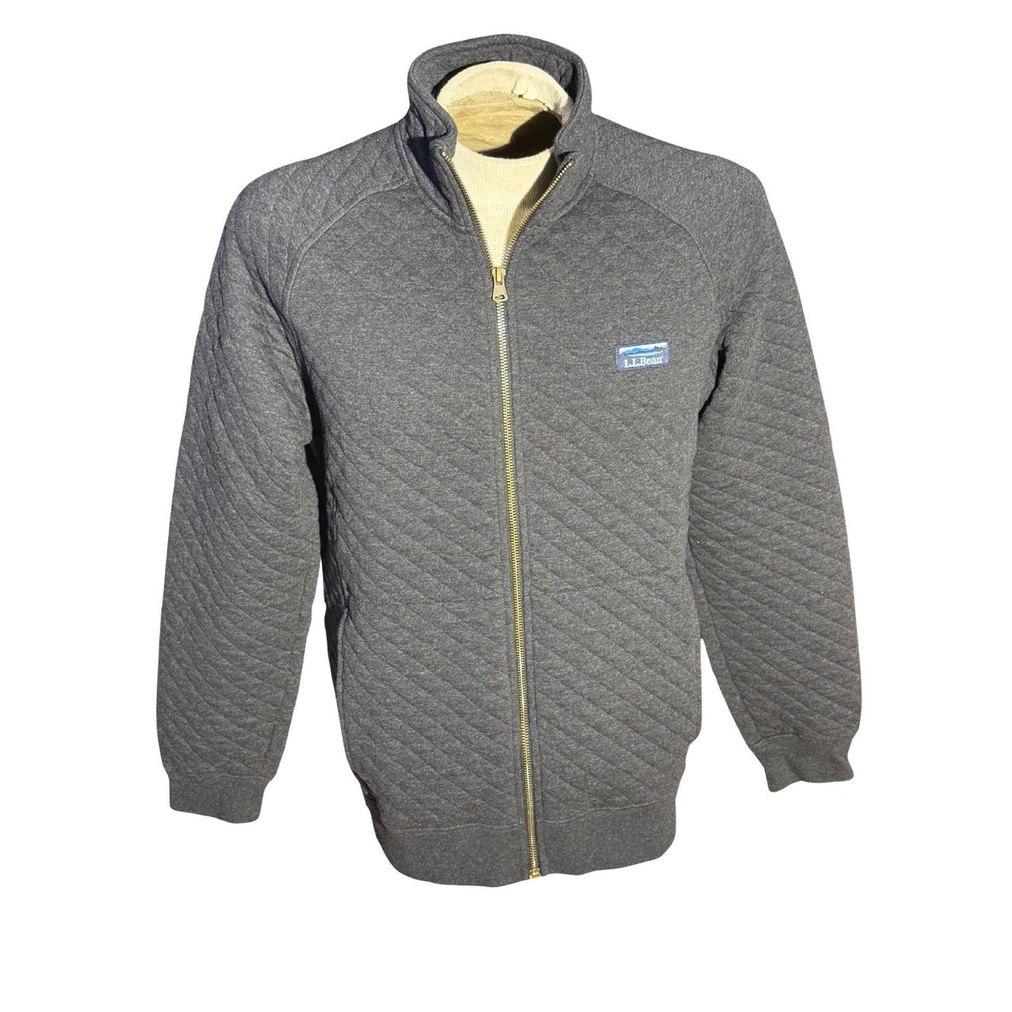 L.L.Bean Men’s Quilted Full Zip Jacket Gray Medium Traditional Fit Made in Peru