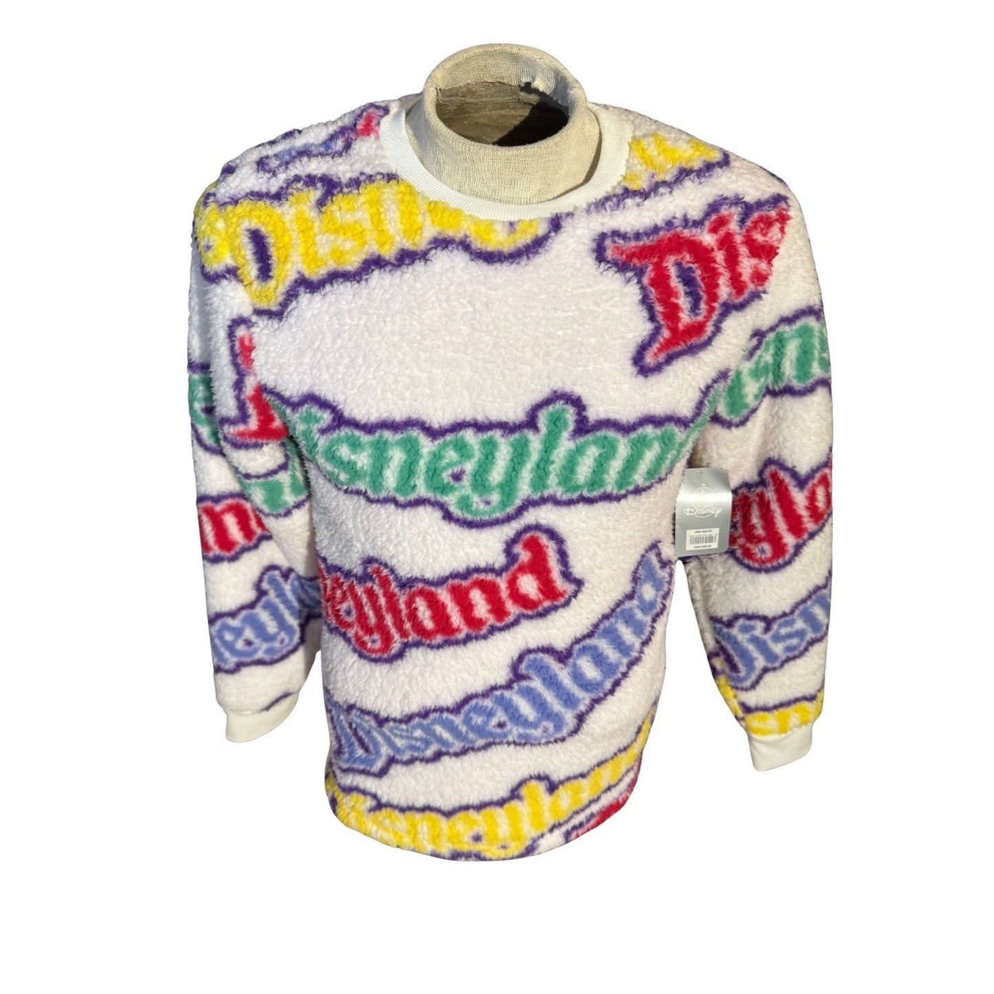 Disneyland Sherpa Fleece Sweatshirt Small Multicolor Logo Print Crewneck